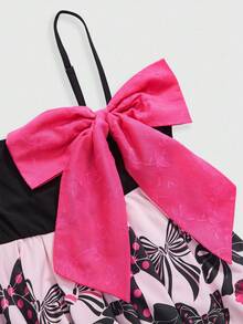 ROMWE Fairycore Y2K Girly Bowknot Placement Print Women Tank Top - Pink - View 3