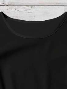 Mellowie 休闲简约风黑色圆领双层荷叶边袖女衬衫，百搭初秋 - 彩色 - 查看 5