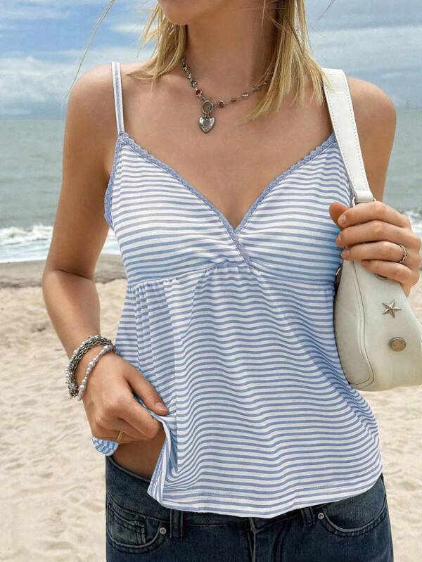 Jouncy Women's Casual Striped Sleeveless Tank Top, Summer