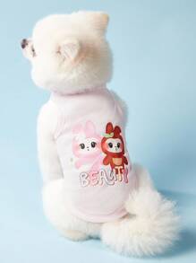 PETSIN 2 件套宠物通用兔子可爱卡通印花时尚休闲舒适透气狗狗背心 - 彩色 - 查看 2