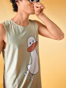 Notgurli Męski komplet piżamowy z nadrukiem kreskówkowym: top i szorty - Wielbłąd - Zobacz 4