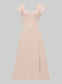 Rafferiza Solid Color Backless Bowknot With Lotus Sleeve High Slit Slim Elegant Spring/Summer Vacation Date Long Dress Summer Dress