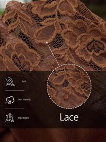 LanaWest Faux Suede & Lace Patchwork Retro Flare Pants For Women Fall Cloth For Women - Coffee Brown - View 6