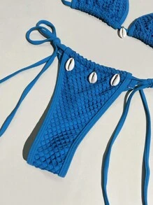 SHEIN Swim Women Bikini Set, Minimalist Fashion Casual Everyday Wear Summer - Blue - View 4