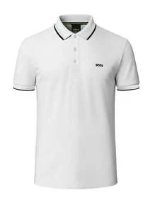 Hugo Boss Áo thun nam tay ngắn in chữ cài nút đơn giản, mùa hè - 053 Màu nhạt/Màu pastel - Xem 4