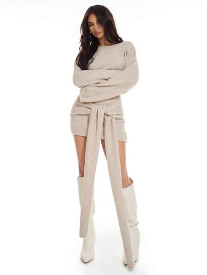 MUSERA Heavy Knit Tie Front Sweater Dress Elegant Spring Vacation Cute Sexy 90's Airport Outfits Holiday Cute Summer Winter Everyday Party Wedding Guest Casual Dress Chic Valentines Day