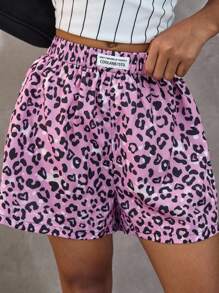 Coolane Kids 青少年女孩春夏豹纹贴花休闲宽松短裤
