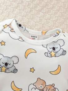 3pcs Newborn Long Sleeve Footie Pajamas Set, Cute Animal Print Homewear Baby Koala Clothes Newborn Cotton Clothes Newborn Unisex Clothes Fall Winter - Multicolor - View 3