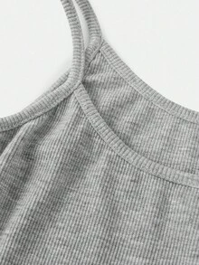 SHEIN 青少年女孩落肩拉链连帽衫和吊带连衣裙返校装，休闲装 - 灰色 - 查看 5