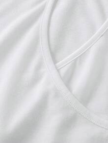 SHEIN Áo thun dài tay mỏng dáng rộng thời trang xuân thu cho bé gái tuổi mới lớn - trắng - Xem 3