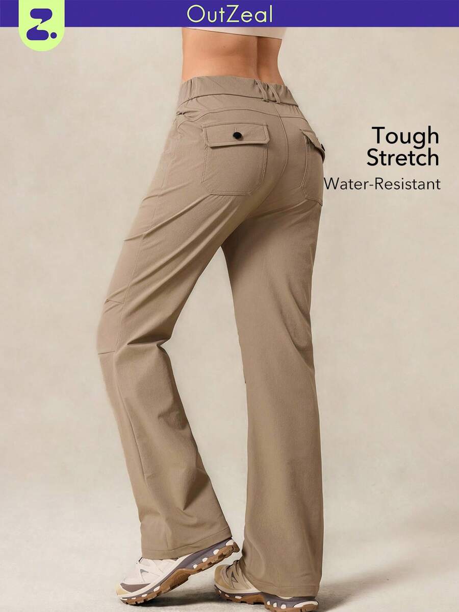 OutZeal 女士户外裤 露营徒步 防水弹力修身喇叭裤腿带口袋