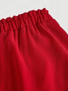 SHEIN MOD Rotes Trägertop mit Rüschensaum und mehrlagigem Rüschenmaxi-Rock, Damen Großen Größen Set