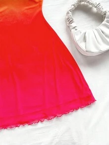 Soleia Women's Gradient Color Spaghetti Strap Draped Neck Mini Dress, Suitable For Beach, Western, Music Festival, Summer Vacation Outfit, Bohemian Sunset Dress Sunset Color Outfit Ombre Dress - Multicolor - View 7