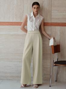 MOTF PREMIUM FOLD PLEATED BUTTON PANTS - Apricot - View 7