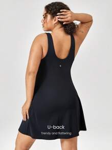 GLOWMODE FeatherFit™-Air Peekaboo V-Neck U-Back Plus Dress Tác động thấp Yoga hàng ngày - màu đen - Xem 2