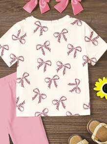 SHEIN Leap Crew Bộ 2 quần ống rộng in họa tiết da báo màu hồng đơn giản cho bé gái tuổi mới lớn, thích hợp cho mùa hè - Nhiều màu - Xem 4