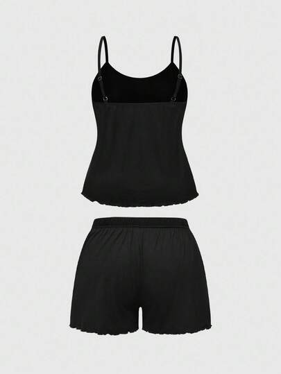 Goth Ensemble pyjama décontracté avec short à bretelles croisées gothique grande taille