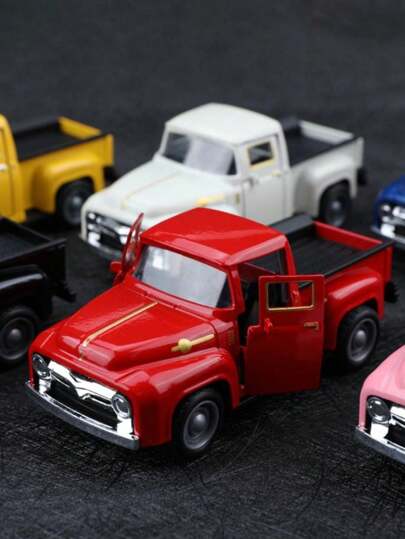 1 件红色、黑色卡车装饰物、复古风格黑色卡车圣诞装饰物、金属农舍装饰物、桌面收纳迷你压铸汽车装饰物、卡车、家庭厨房农场、圣诞礼物、生日礼物、蛋糕烘焙装饰物、复活节毕业装饰物