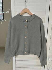 Franclia 女士简约百搭优雅开衫 - 淺灰色 - 查看 3