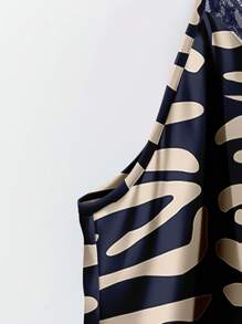 EMERY ROSE Plus Size Zebra Stripe Print Splice Lace Camisole Top, Suitable For Summer Woman S Summer Clothes Women Tops For Summer Vcay - Multicolor - View 8