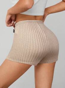 SHEIN PETITE Summer Marled Knit Biker Shorts - Apricot - View 2