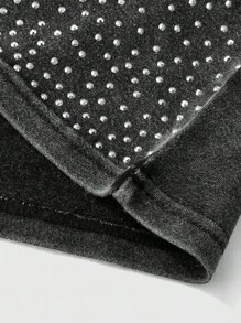 ROMWE MEN Street Life Men's Sleeveless Top, Street American Style Daily Rhinestone Effect Short Washed Snow Flake Top, 2000s Style - Black - View 7