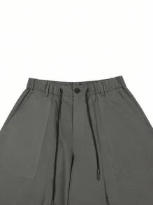 Manfinity LEGND Men's Black Shorts, Vintage Cargo Shorts, Loose Fit Casual Shorts For Summer - Dark Grey - View 4