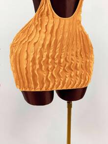 Amplova Đầm ôm body ngắn hở lưng, hở lưng, kiểu dáng du lịch biển gợi cảm mùa hè cho nữ - trái cam - Xem 5