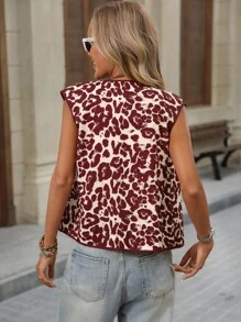 Brillora 秋冬约会装，复古豹纹休闲西装外套，适合秋冬户外度假，常规西装外套，适合夏季海滩度假，校服，非常简单，女士乡村服装，办公室着装，老派服装，教师着装，约会着装，毕业季，女士夹克 - 酒紅色 - 查看 2