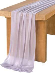 1 件 73 英寸 X 300 英寸雪纺桌旗，浅腮红雪纺桌布/围巾，带银色闪光的透明婚礼桌布，适合优雅婚礼、乡村波西米亚派对、新娘送礼会、婴儿送礼会、公主派对、甜点桌、新娘宴会等
