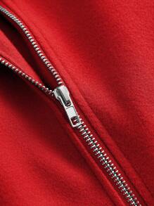 EMERY ROSE Plus Size Women's Solid Color Lapel Long Sleeve Zipper Front Elegant Overcoat Fall Winter Cloth For Women Autumn - Red - View 5