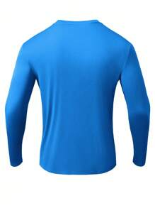 Manfinity Swimmode Men's Simple Letter Print Long Sleeve Surfing T-Shirt - Blue - View 2