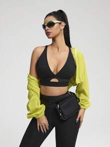 Innovista 女士奢华自然色调亮面运动套装精致设计健身服运动装训练透气运动短款上衣文胸搭配紧身裤手机卡口袋下装金属两件套日常瑜伽骑行服 HIIT 办公室到法院早午餐到健身房功能运动休闲全天弹力运动服秋季舒适运动露背有氧跑步