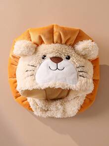 SHEIN Newborn Cute Plush Lion Outfit, Includes Hooded Hat, Long Sleeve Jumpsuit With Zipper Fall Winter - Apricot - View 5