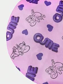 TOM & JERRY X SHEIN Women's Fashionable Cute Cartoon Mouse & Letter Graphic Shower Cap - Multicolor - View 4