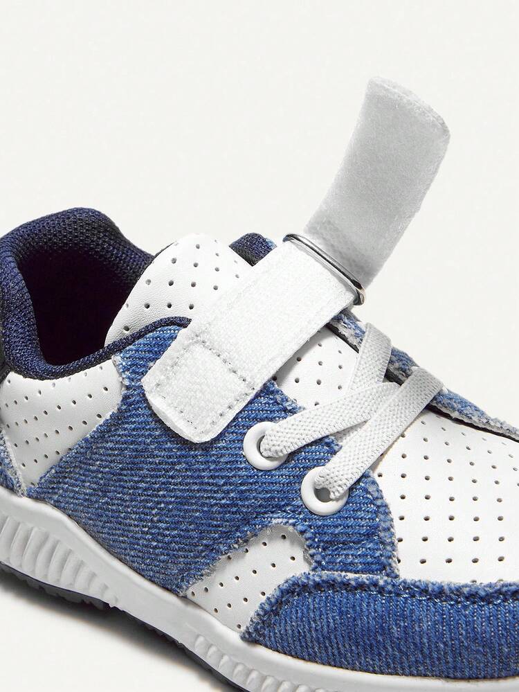 Fashionable & Versatile Blue Patchwork Breathable Baby Sneakers, Spring/Summer