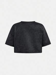 2 件套青少年女孩炭灰色套头 T 恤 + 裤子套装，休闲日常搭配 - 深灰色 - 查看 5