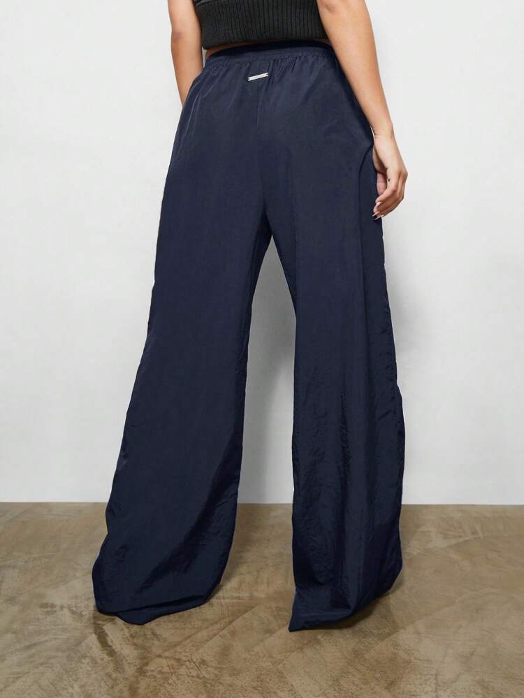 SUMWON WOMEN Y2K Style Cargo Wide Leg Pants Palazzo Trousers With Rivets Baggy Winter Fall Streetwear Drawstring Waist Lightweight Ripstop