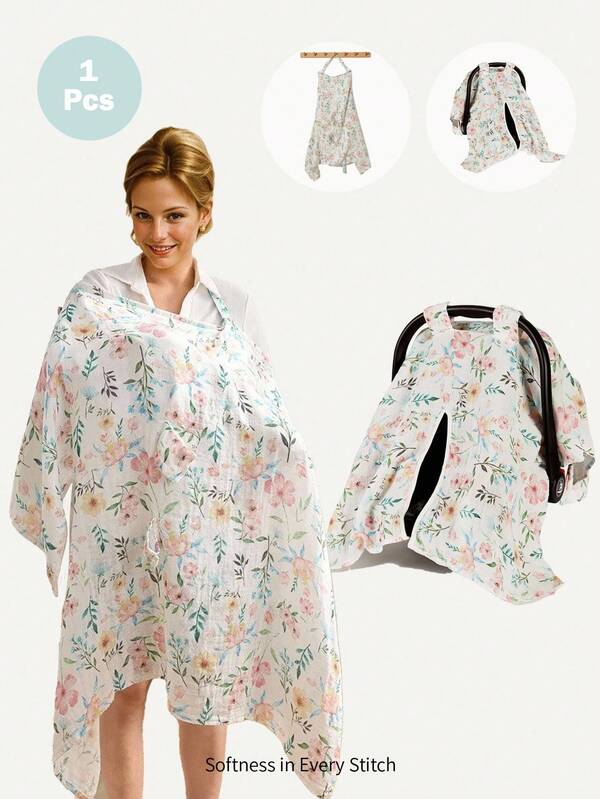 Cozy Pixies 1 Stück Baumwoll-Blumen-Stillabdeckung, vielseitig einsetzbar zum Stillen, als Kinderwagen-Abdeckung, praktisch für Outdoor-Fütterung, bietet Abdeckung, Oeko-Tex zertifiziert