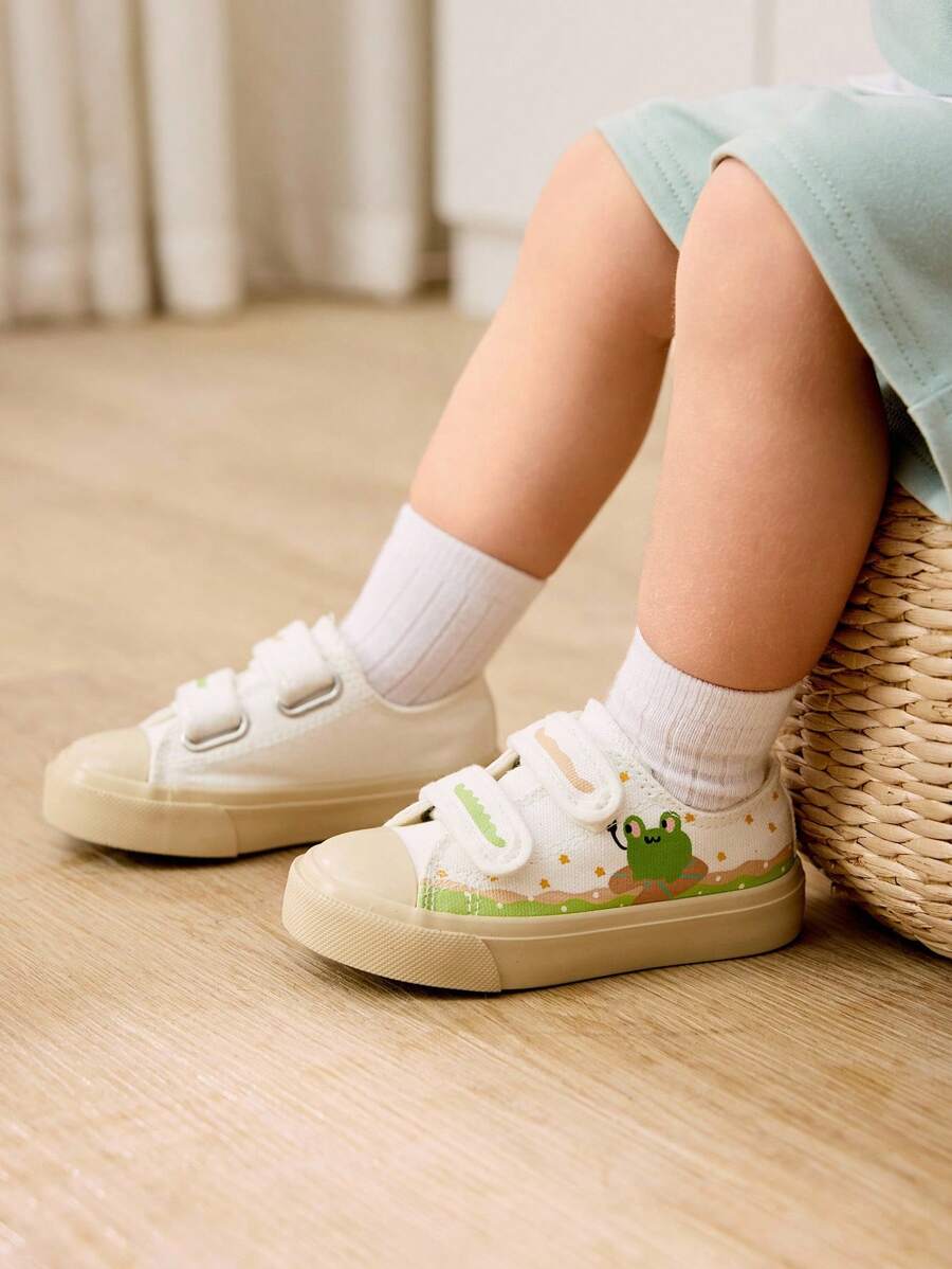1 par de zapatos deportivos de lona, zapatillas de suela de goma casual y versátil para todo uso para bebés/niños pequeños, adecuados para primavera y verano - Beis - Ver 1