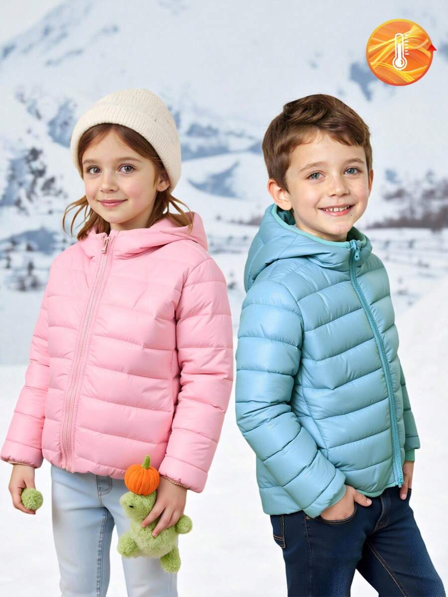 Áo khoác giữ ấm có mũ trùm đầu màu trơn cho bé gái, thích hợp cho mùa đông, hoạt động ngoài trời, đi làm và mặc hàng ngày. Áo khoác có mũ cho bé gái, áo khoác nhẹ cho bé gái, áo khoác có mũ màu hồng cho bé gái, áo khoác phồng cho bé gái mùa thu. - Màu Hồng baby - Xem 1