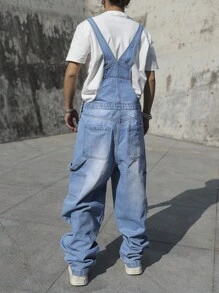 Claim Dot Men's Casual Denim Bib Overalls, Minimalist & Fashionable For Daily Wear College Going Out Urban Hang Out