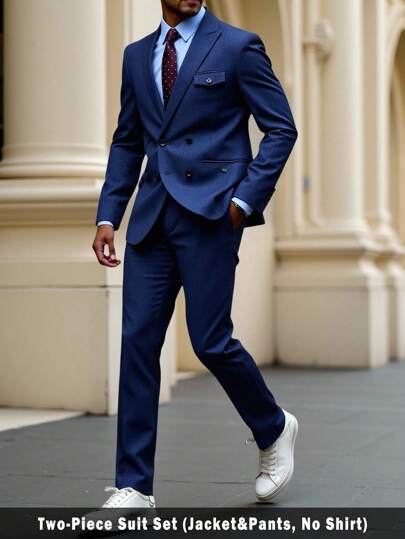 Manfinity Mode Men's Casual Business Suit Set Is Made From Premium, Lightweight, And Breathable Fabric With A Structured Silhouette. Merging Modern Simplicity With Business Style, The Slim-Fit, Three-Dimensional Cut Flatters Various Body Types And Ages. Classic, Versatile Colors Easily Pair With Shirts, T-Shirts, Leather Shoes, Or Sneakers, Suitable For Office, Business Trips, Gatherings, Commutes, And Travel. The Coordinated, Sleek Design Is Wrinkle-Resistant And Easy To Care For, Perfect For Photos And Street Style. Comfortable And Skin-Friendly For Spring, Summer, And Autumn. An Ideal, Tasteful Gift For Your Boyfriend, Husband, Father, Or Friends, Combining Practicality With Style Men's Slim Fit Casual Business Fashion Suit Set Men's Youth Casual Business Fashion Suit Set