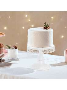 1 pieza Soporte de pastel con decoración de encaje blanco, Juego de soportes de pastel de metal, para exhibir bandejas de postres y cupcakes, adecuado para cumpleaños, fiestas, bodas, celebraciones - Multicolor - Ver 7