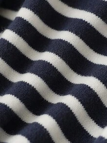 GlowEve 女士休闲通勤拼色条纹开衫 - 藍色 - 查看 4