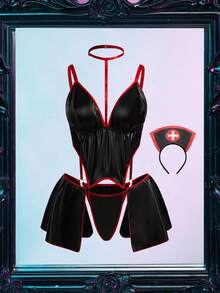 Spicy Aura 2pcs Plus Size Wireless Lingerie Set For Rave - Black - View 1