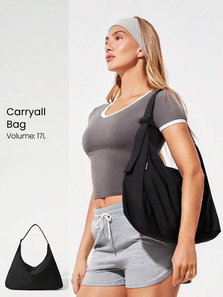17L Unadjustable Textured Water-Resistant Shoulder Bag  Spring Summer