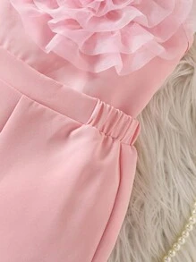 Sparklyn 3 pièces Ensemble de tenue de fête pour bébé fille : Blazer à col mao de couleur unie, Débardeur à décor floral en maille, et Pantalon large à taille élastique, Convient pour le printemps et l'automne, mariage, fête, bal, anniversaire, Halloween, remise des diplômes