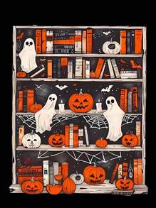 EMERY ROSE Plus Size Halloween T-Shirt, Plus Size Streetwear Graphic Tee, Casual Summer Top, Vacation Vibe - Black - View 3