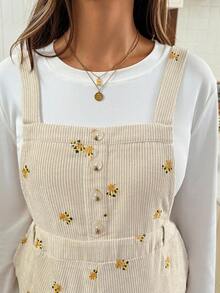 SHEIN Autumn And Winter Casual Fashion Versatile Loose Comfortable Wide Strap Maternity Jumpsuits - Apricot - View 5